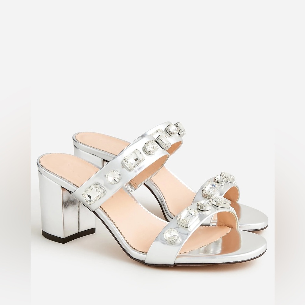 J.Crew Lucie jeweled sandals in Italian metallic leather BS878
